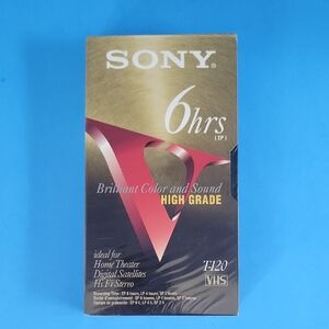 New Sony High Grade 6-Hour VHS Tape Brilliant Colo4 and Sound